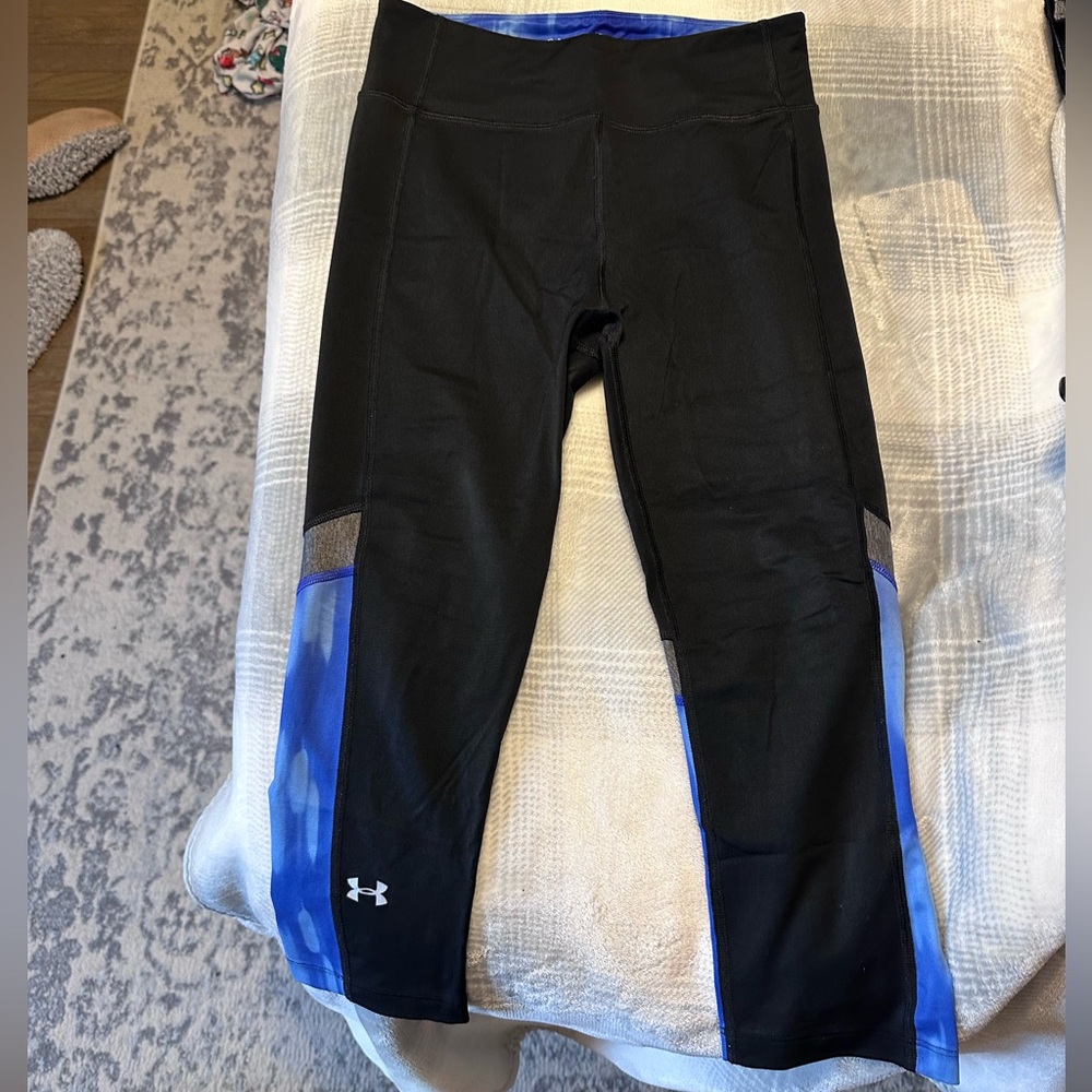 Under Armour Blue and Black Compression Leggings 3/4